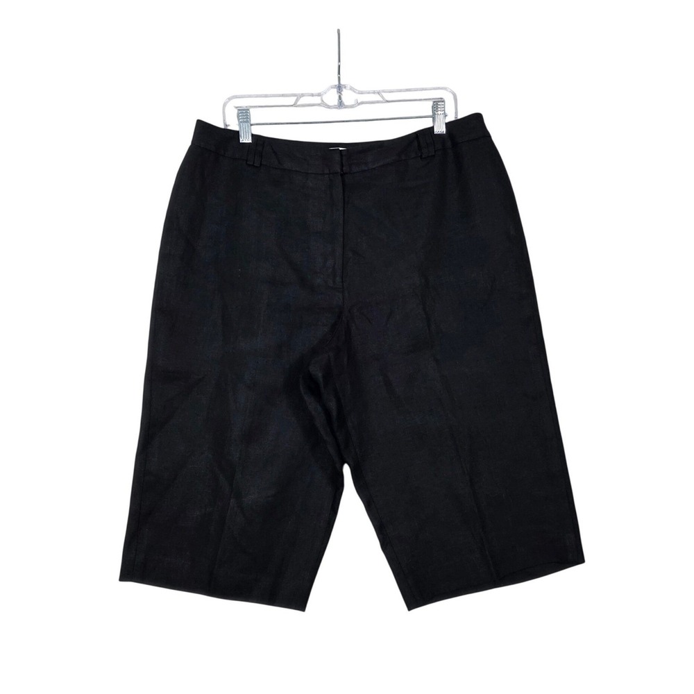 Talbots Shorts Black Irish Linen High Rise Lined Classic Petite 16P, Summer
